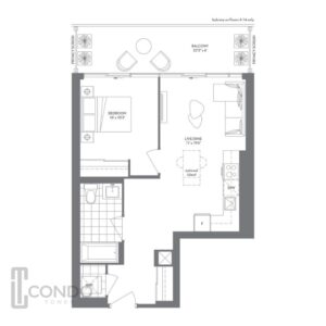 Etobicoke condo Vita two floor plan 1bedroom 1washroom balcony 590sqft