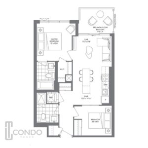 Etobicoke condo Vita two floor plan 2 bedroom 2 bathroom balcony 696sqft