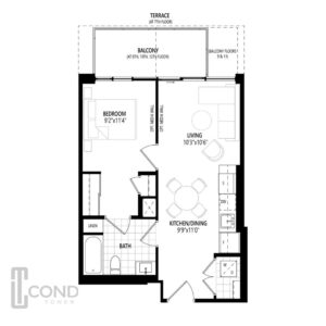 Mattamy Homes condos clockwork 1 Bed 1 Bath 563 Sq. Ft. 1 Bedroom