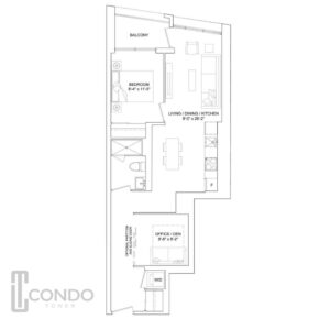 aspen ridge homes north york condos floor plans 710sqft one bedroom one bathroom officeden balcony