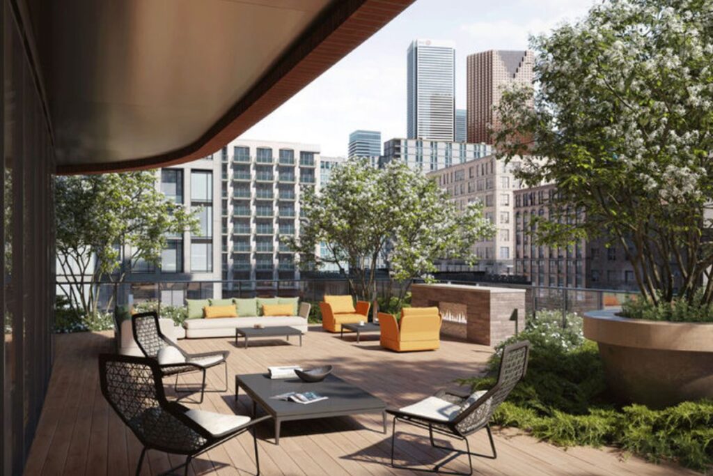 down town toronto condos core development menkes rooftop lounge fire place dinning