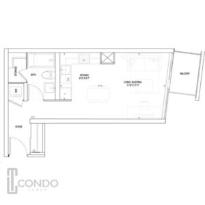 eglinton toronto condo floor plans 412sqft one room one bathroom balcony