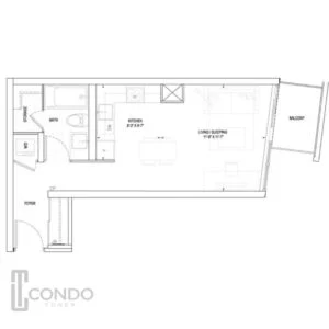 eglinton toronto condo floor plans 412sqft one room one bathroom balcony