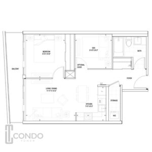 eglinton toronto condo floor plans 600sqft one bedroom one bathroom den balcony