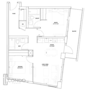 eglinton toronto condo floor plans 771SqFt two bedroom two bathroom balcony