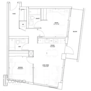 eglinton toronto condo floor plans 771SqFt two bedroom two bathroom balcony