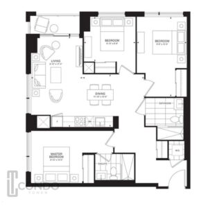 toronto condo empire condos floor plans 996sqft 3 bedroom 2 bathroom balcony