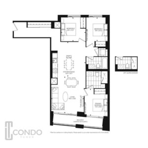 toronto condo floor plan westbend balcony 3bedroom 2bathroom 1118Sq.Ft 1