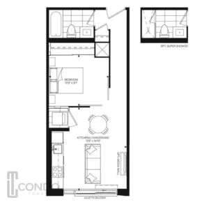 toronto condo floor plans 1 bedroom 1bathroom 491Sq.Ft 1