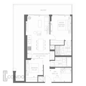 toronto condos yongest menkes condominium floor plans 823sqft 2 bedroom 2 bathroom large balcony