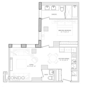 toronto niagara st condos floor plans 741sqft one bedroom onebathroom one washroom 1