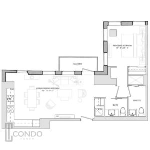 toronto niagara st condos floor plans 742sqft one bedroom one bathroom one washroom balcony 1