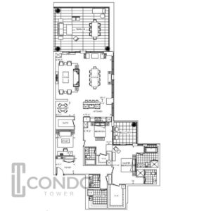 floor plans 1468 sq ft, 2 bed, 2.5 bath, NW view