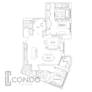 floor plans 1523 sq ft, 2 bed, 2 bath, S view