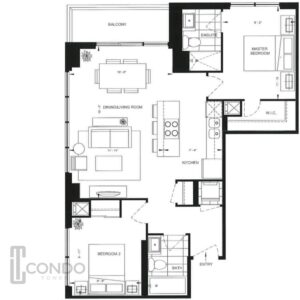 D’or-Condos-floor-plans-fermbrook-homes-876sqft-2-bed-2-bath-balcony-open-space-concept