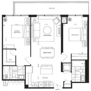 D’or-Condos-floor-plans-fermbrook-homes-868sqft-2-bed-2-bath-balcony-open-space-concept