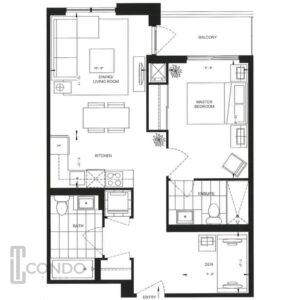 D’or-Condos-floor-plans-fermbrook-homes-709sqft-1-bed-2-bath-balcony-open-space-concept