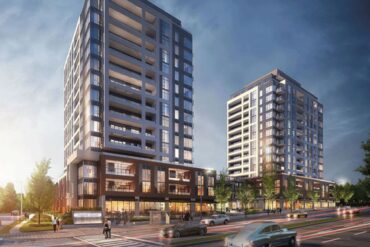 newmarket-Kingsley-Square-Condos- Briarwood-Development-Group-two-buildings-street-view