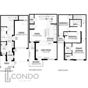 floor-plans-Mount-Pleasant-North-10640-Mississauga-Rd-Brampton-1636sqft-3-bed-2.5-bath-garrage-balcony