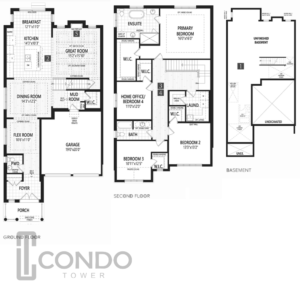 floor-plans-Preserve-West-Homes-1361-Dundas-St-W-Oakville-single-family-home-3038sqft-4-bed-2.5-bath-garrage