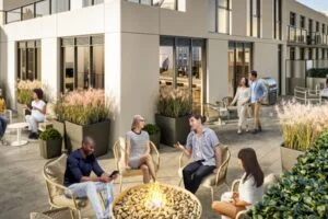 whitby-ontario-Station-No.-3-Condos-Brookfield-Residential-Ontario-Colborne-outdoor-lounge-fireplace
