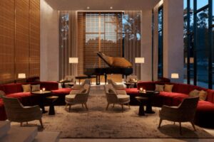 Anthem at The Metalworks Condos Fusion Homes Guelph condos private lounge with piano