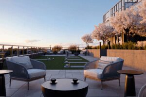 Anthem at The Metalworks Condos Fusion Homes Guelph condos outdoor yoga area
