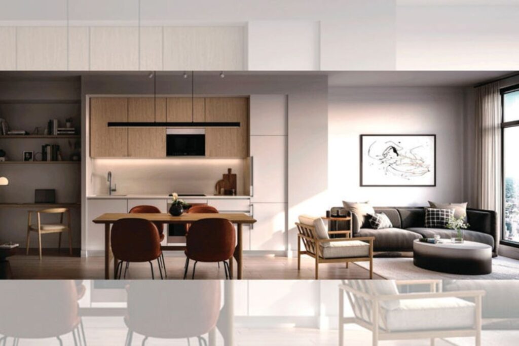 Centricity Condos Starting from $500k in Toronto living room and kitchen