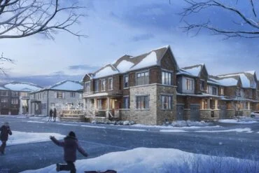 winter streetscape render park and main