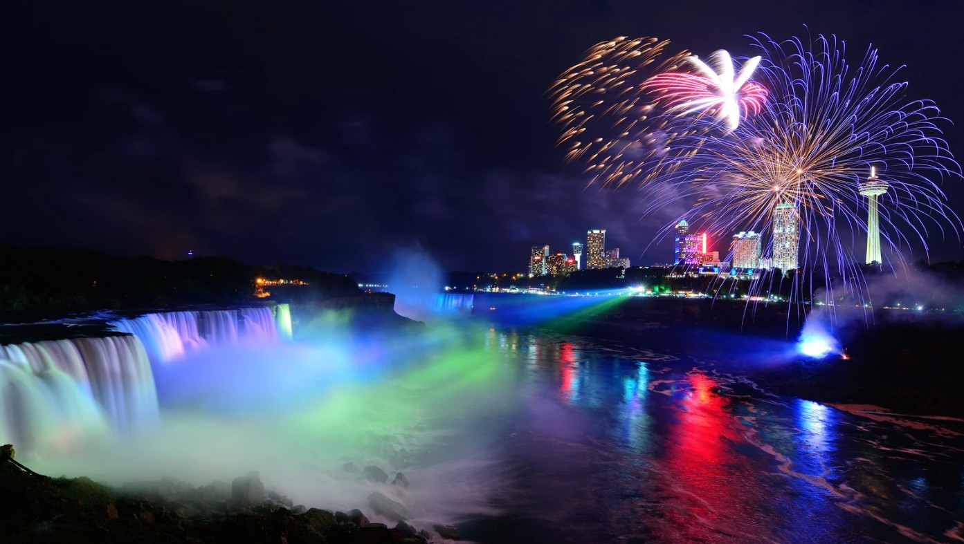 Niagara Falls Waterfall Nighttime