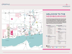 Avondale Village neighbourhood amenities map in Belleville by Briarwood Development