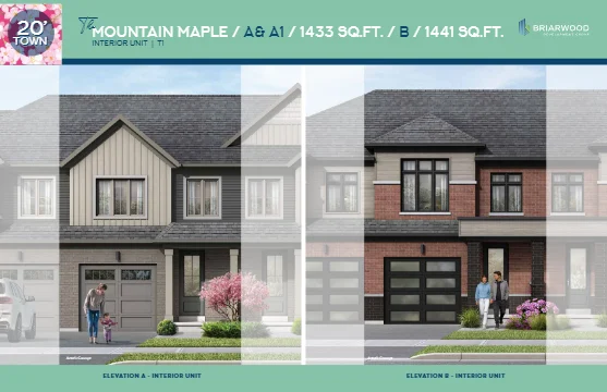 Freehold townhome in Belleville by Briarwood Development, Mountain Maple model