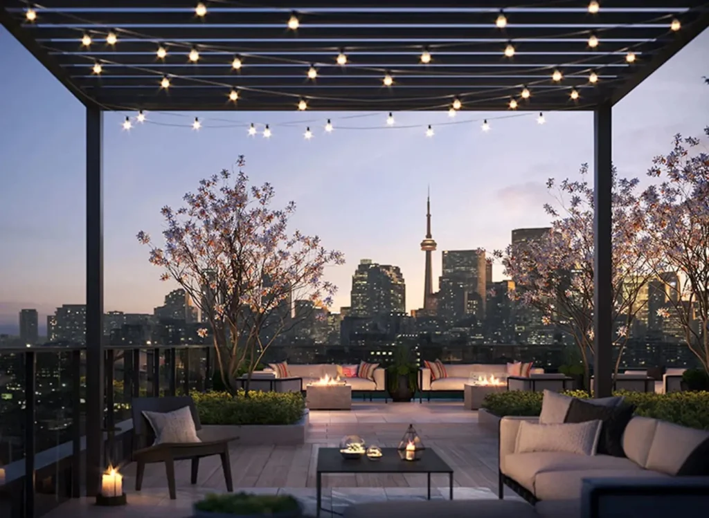 Rooftop terrace lounge at 28 Eastern by Alterra in Toronto