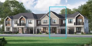 Row of townhomes at Ashburn Hills by Mattamy Homes in Whitby