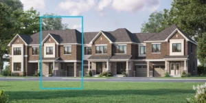 Townhome streetscape at Ashburn Hills by Mattamy Homes in Whitby