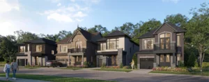 Street of detached singles at Caledon Club in Mayfield West Caledon