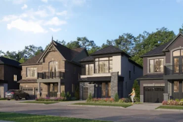 Street of detached singles at Caledon Club in Mayfield West Caledon