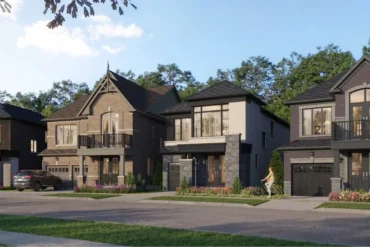 Streetscape of detached singles at Caledon Club in Caledon