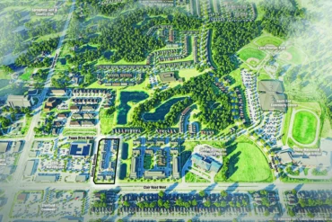 Aerial community rendering of Clairmont by Mattamy Homes in Guelph