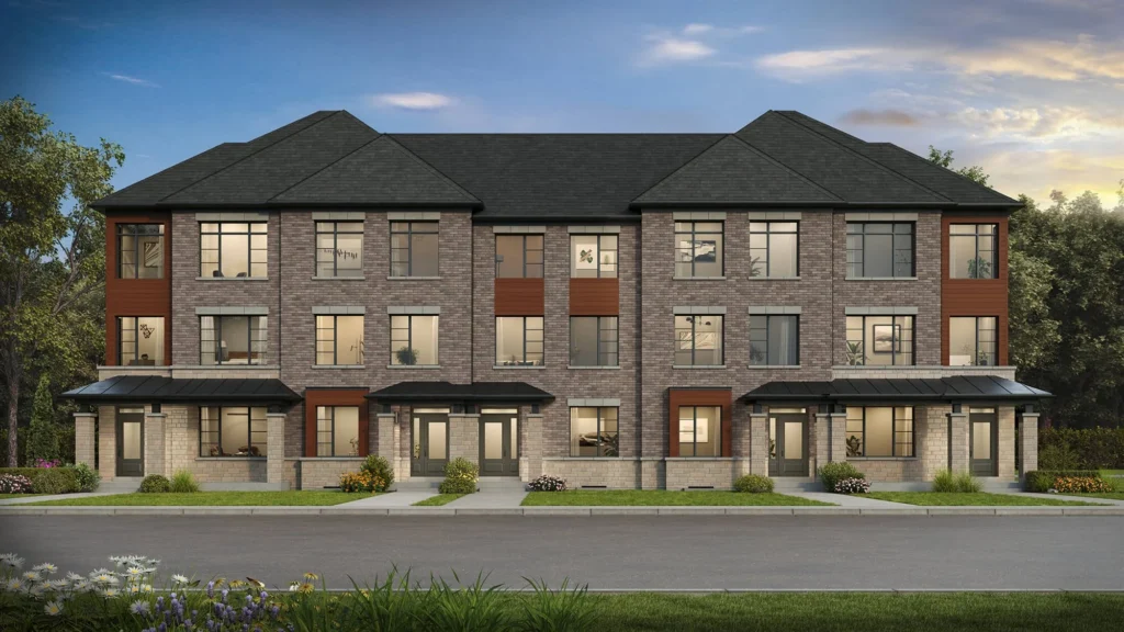 Three-storey townhome elevation at Glenway by Andrin Homes in Newmarket