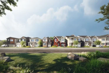 Model home row at Half Moon Bay by Mattamy Homes in Barrhaven Ottawa