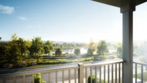 Covered porch view over the pond at Half Moon Bay by Mattamy Homes in Barrhaven Ottawa