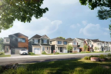 Street view of new homes at Half Moon Bay by Mattamy Homes in Barrhaven Ottawa