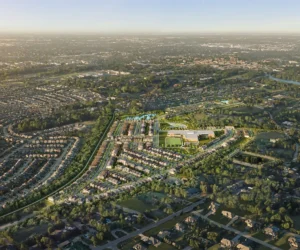 Aerial view of the Havendale community by Cachet Homes in Brantford