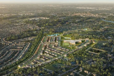 Aerial view of the Havendale community by Cachet Homes in Brantford