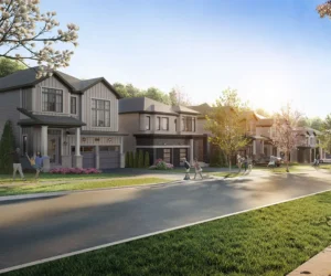 Street of detached homes at Havendale by Cachet Homes in Brantford