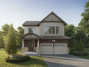 Craftsman elevation single-family home at The Heights of Harmony by Minto in North Oshawa