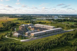 Aerial rendering of the Kingshaven townhome community by Kingsmen Group in Markham