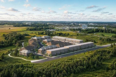 Aerial rendering of the Kingshaven townhome community by Kingsmen Group in Markham