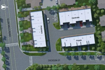 Aerial site plan of Le Sentier at Elgin Mills Road East in Richmond Hill